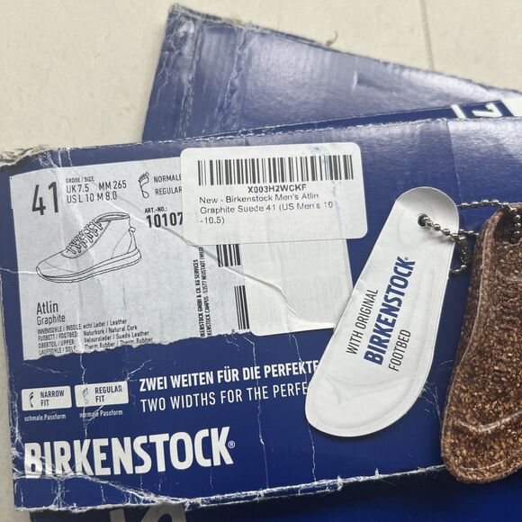 NEW Birkenstock Atlin Suede Boots Size 41 US W10, M8 Graphite Lace Up Ankle Boot - Picture 6 of 8